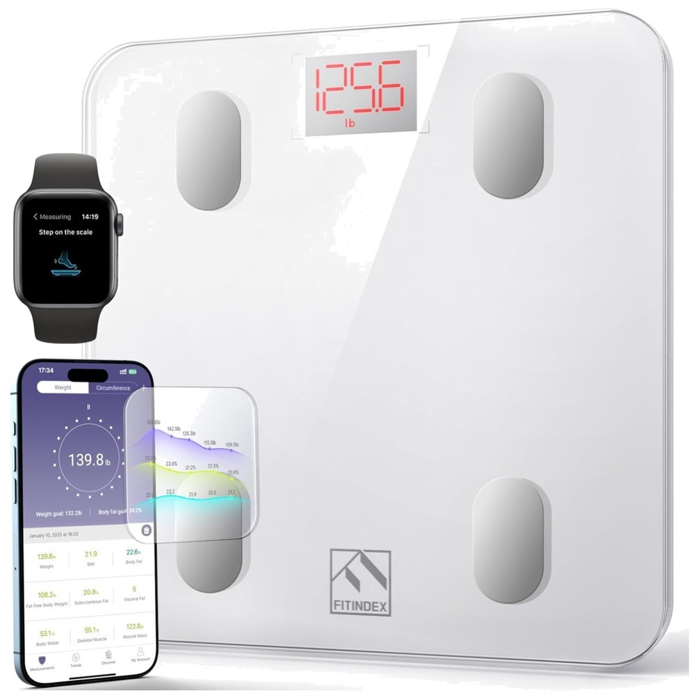 Bluetooth Body Composition Scale, 13 Analyzer - White