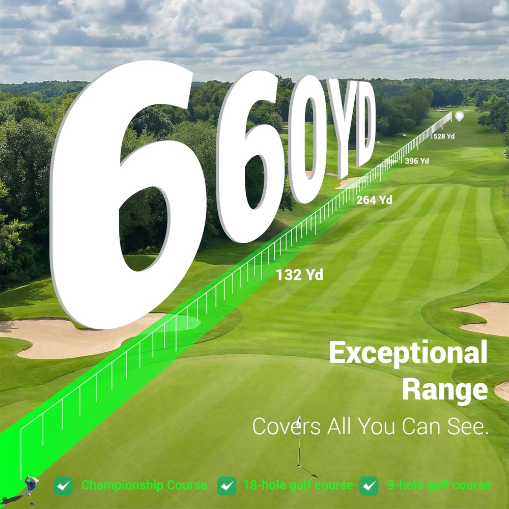 Golf Rangefinder with Slope & Magnetic Mount - High Precision Grey