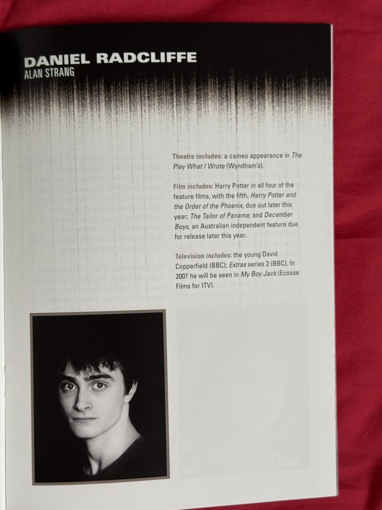 EQUUS Theatre Programme. Daniel Radcliffe HARRY POTTER FANS