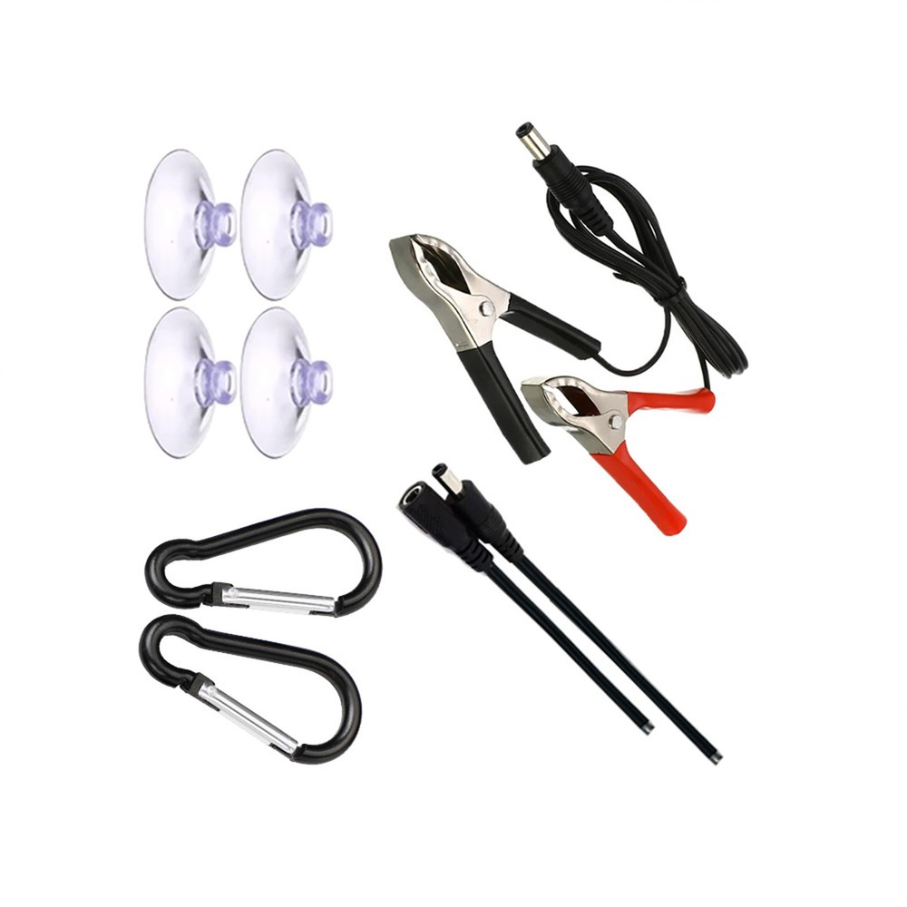 Solar Panel Installation Accessory Kit - 4 Suction Cups + 2 Carabiners + Cable