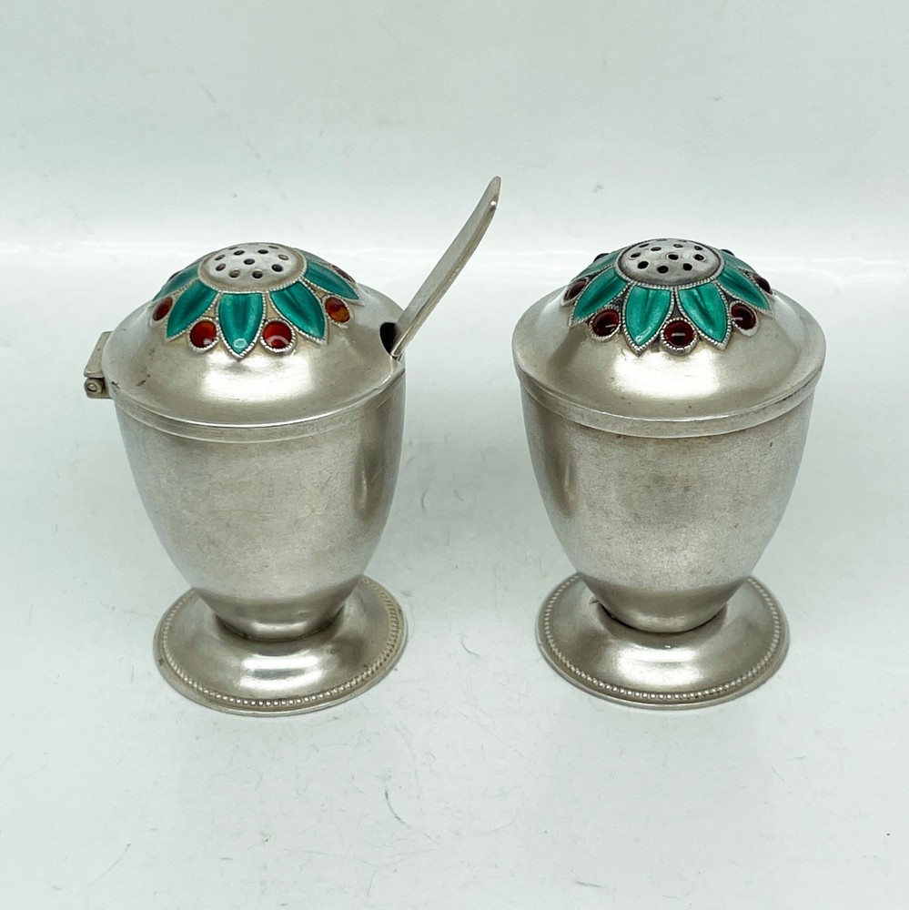Russian Vintage Silver Enamel Set
