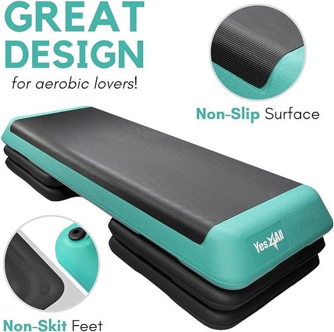 Yes4All Adjustable Workout Aerobic Exercise Step Platform A. Green/Black