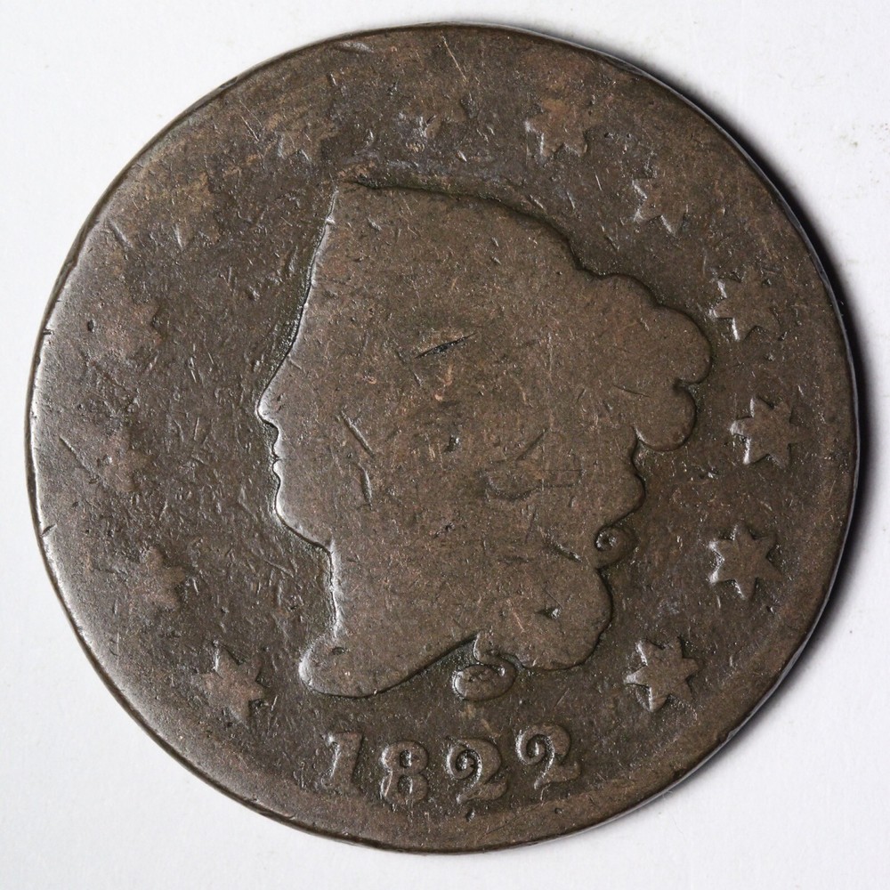 1822 Coronet Head Large Cent E318 ACH