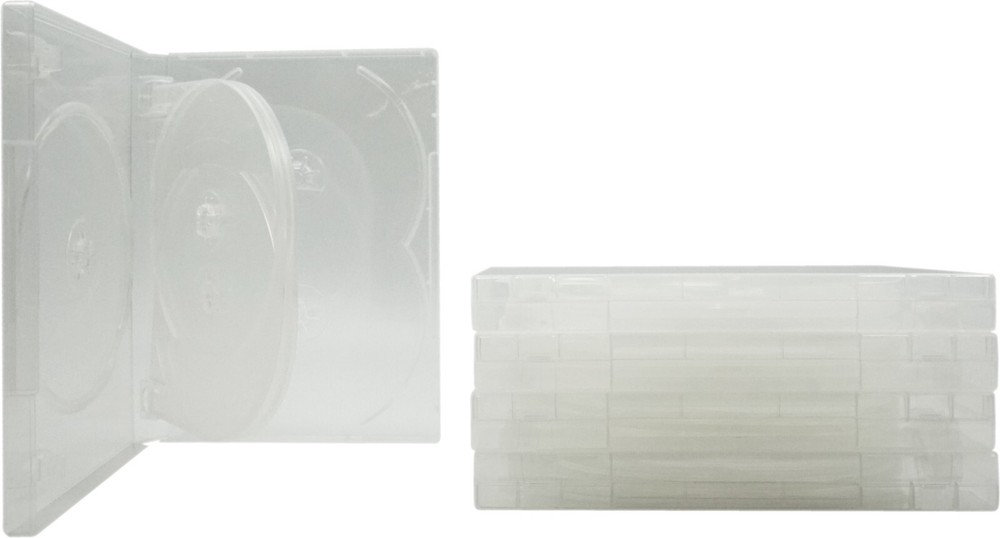 (5) 7 Disc Capacity Clear DVD Boxes Cases Multi Replacements 22mm #DV7R22CLWT
