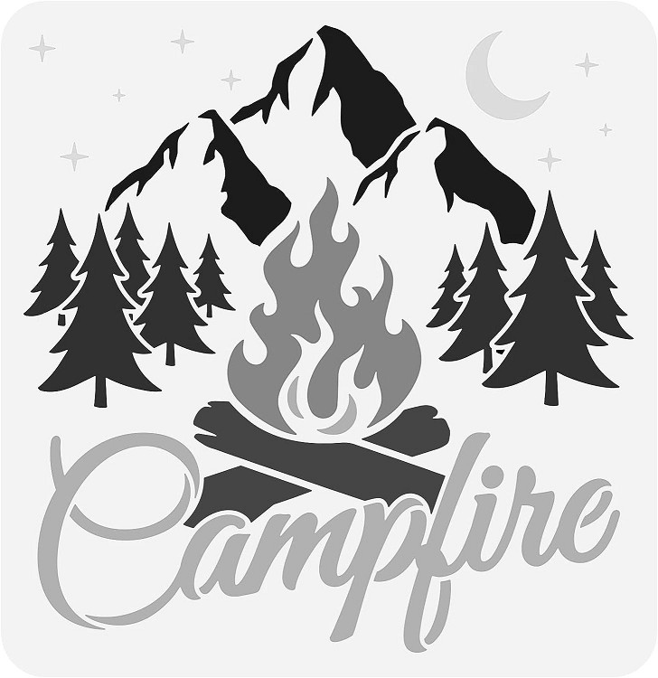 6"x6" Clear Plastic Stencil - Campfire (ML13)