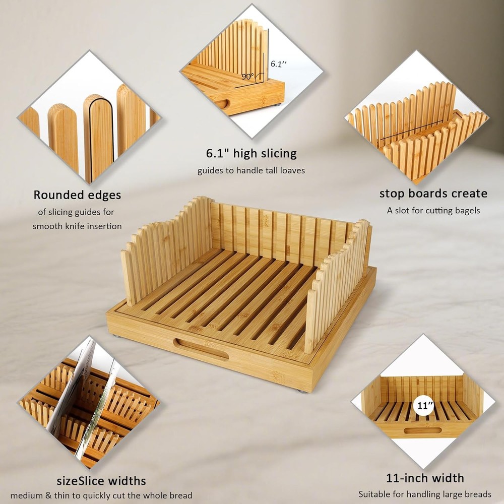 Bread Slicer, 11-inch Adjustable, (Natural Color)