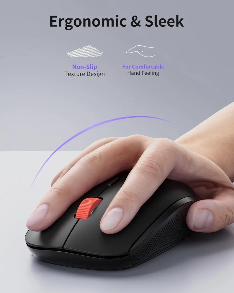 Wireless Mouse, 2.4G Slim Mini Cordless Computer Ergonomic black