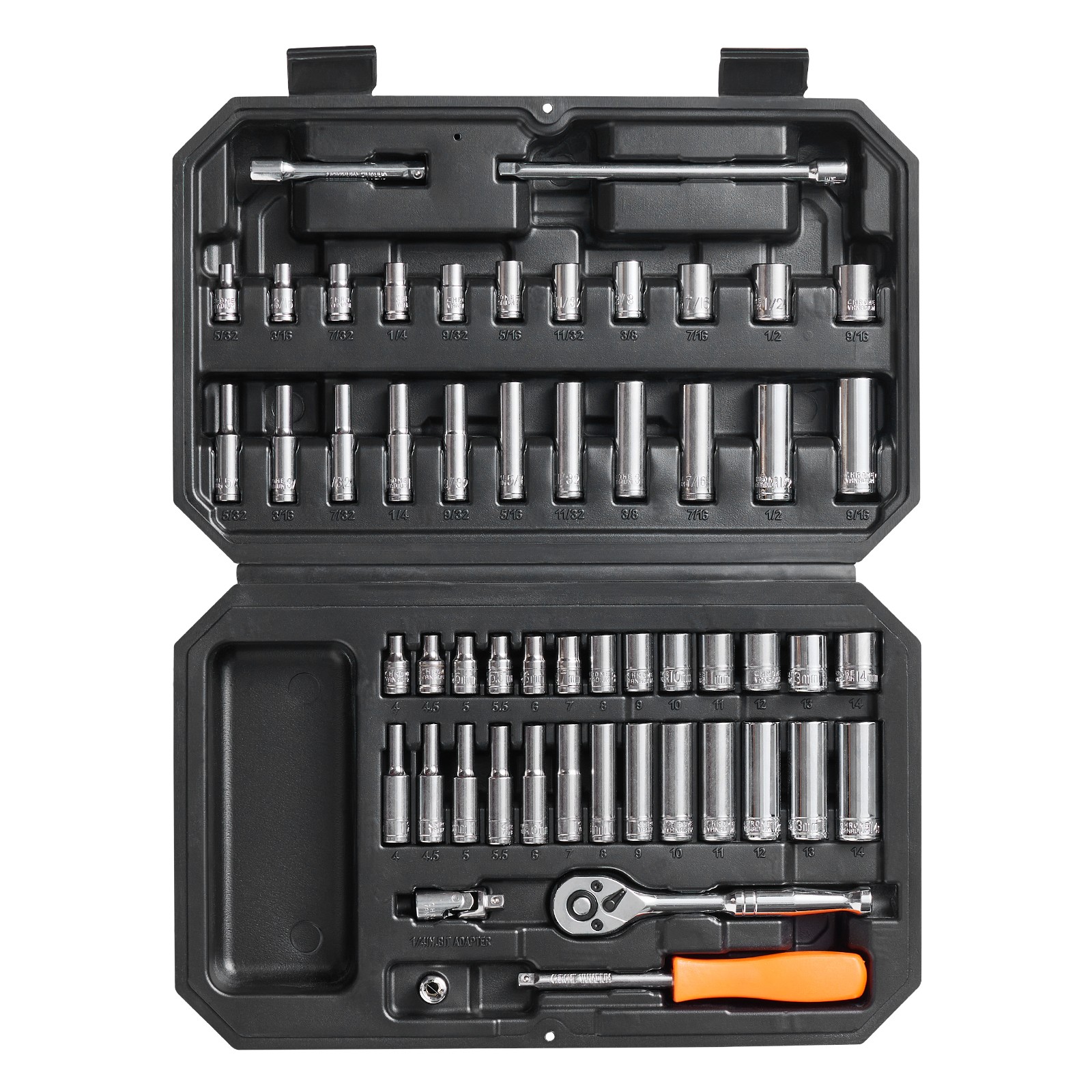 VEVOR Socket Set 1/4 Inch Drive Socket and Ratchet Set 6-Point 54 Pcs Tool Set