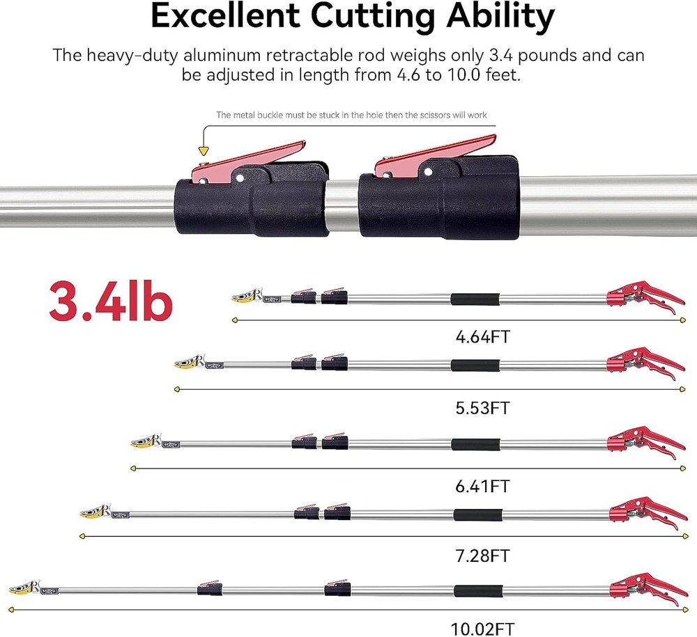 4.6-10ft Extendable Tree Pruner，Cut and Hold Pruning Trimmer