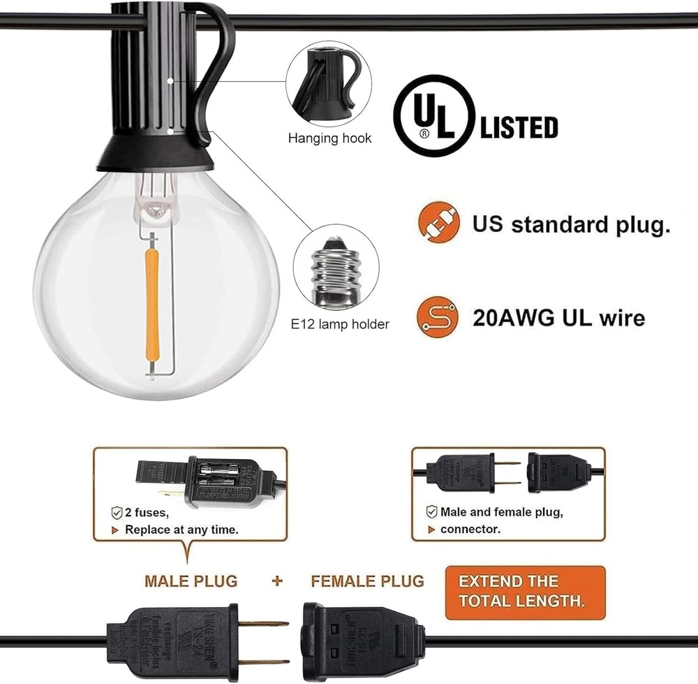 Solar String Lights -50~200Ft LED Outdoor String Lights -Shatterproof,Waterproof