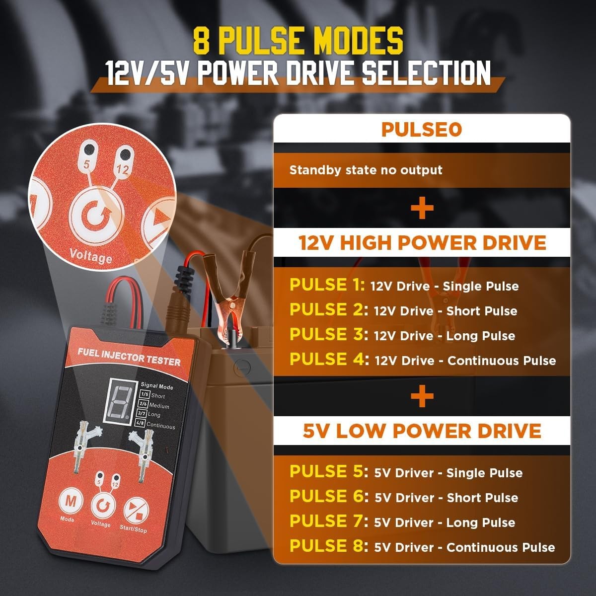 Universal Fuel Injector Tester Cleaner Tool Kit, 6 Size Cleaning Adapters 8 Puls