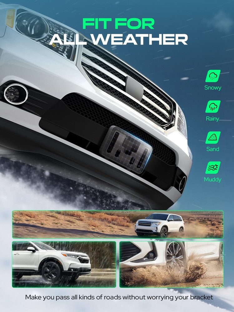 Front License Plate Frame for Edge 2019-2024 PP Plastic Black No Drill