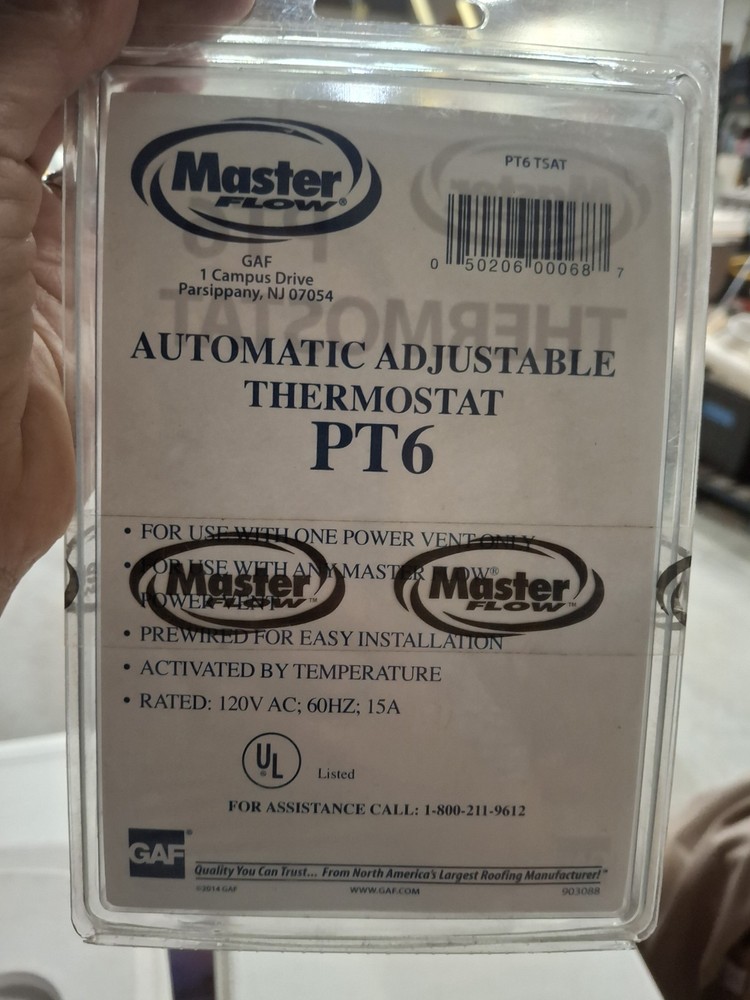 Master Flow PT-6 Automatic Adjustable Thermostat 120V Analog Wall-Mounted