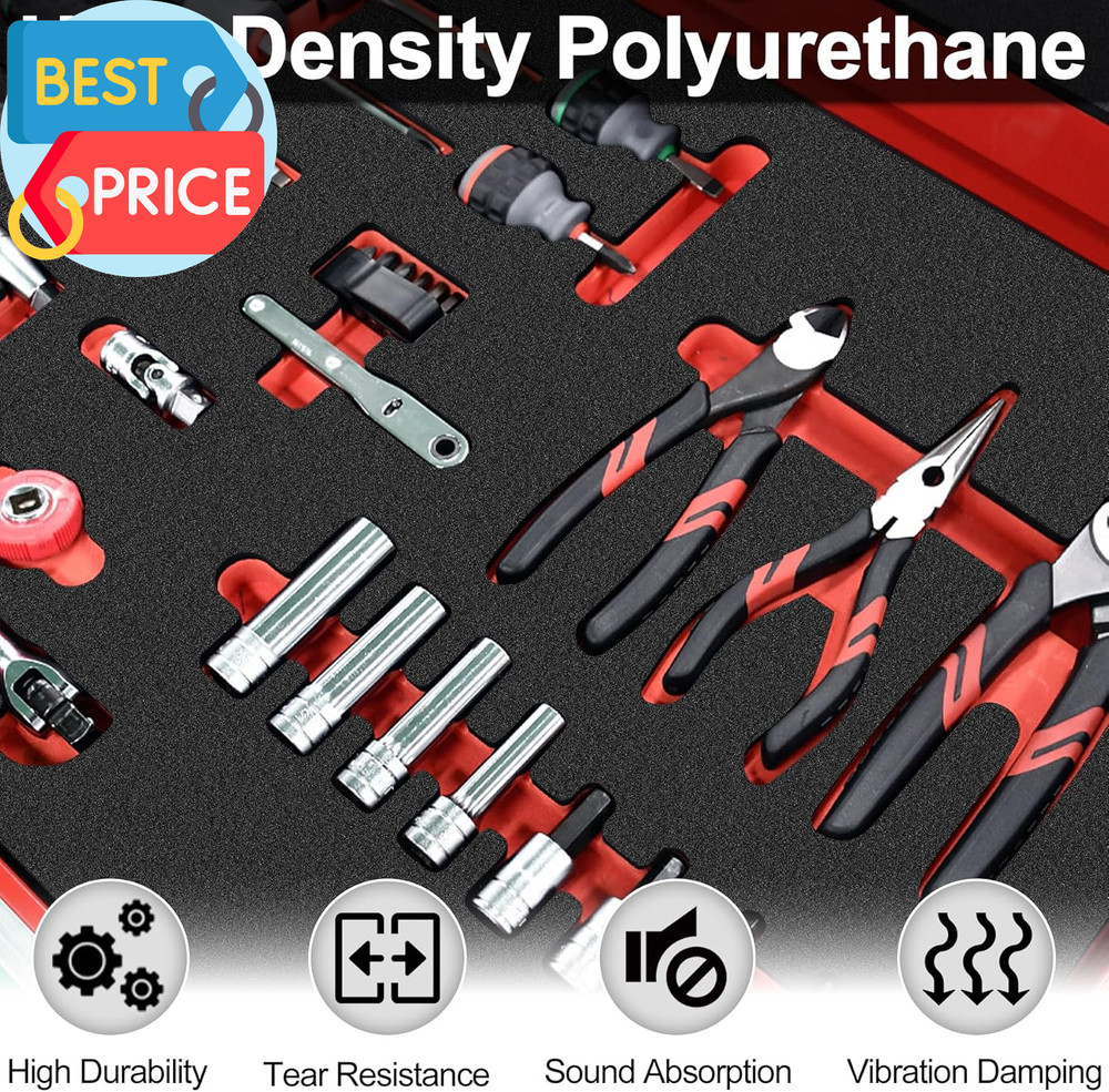 Polyurethane Foam Sheets, 8P 16 X 12 X 1 Inch Cuttable Tool Box Case Foam Insert