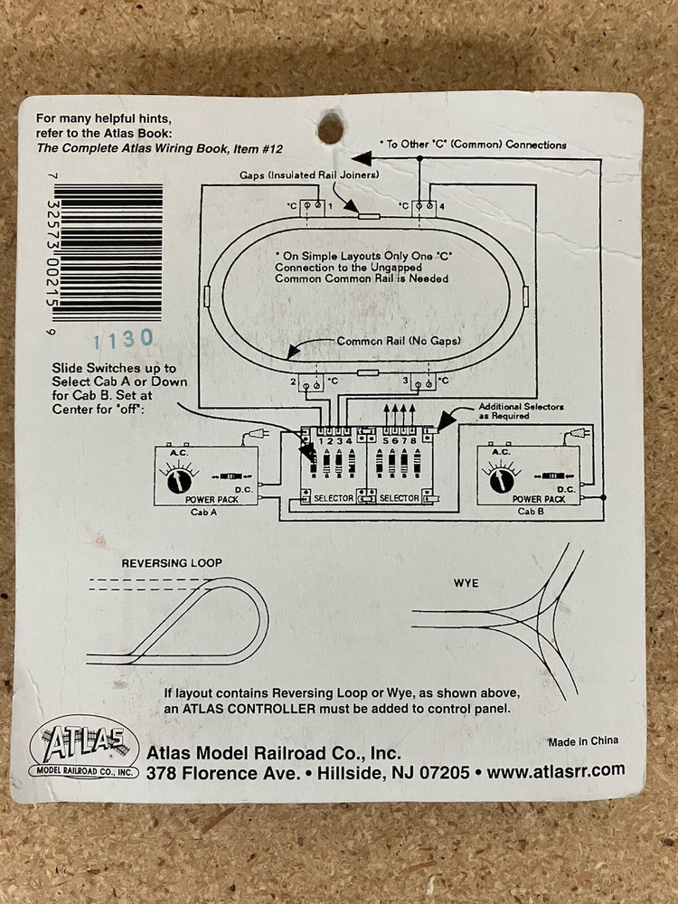 Atlas 215 HO Scale Selector Switch