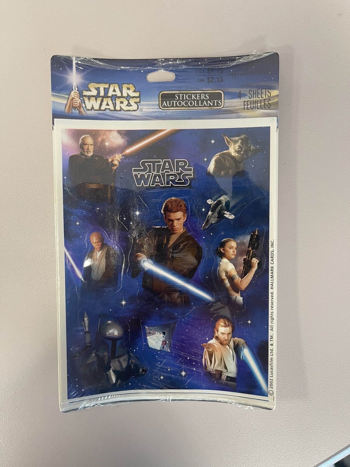 Star Wars Attack of the Clones Hallmark Stickers 4 Sheets Sealed 2002 Vintage