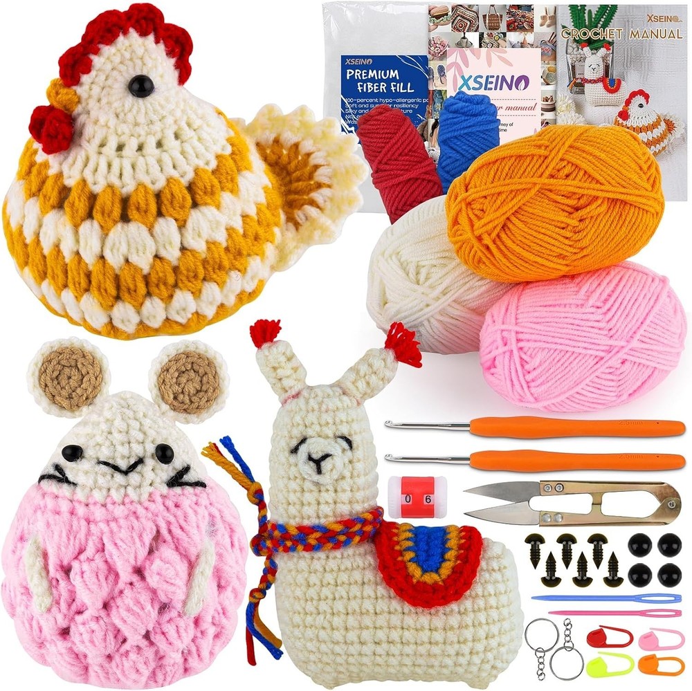Beginner Crochet Kit with Step-by-Step Tutorials – Create Adorable Alpaca & More