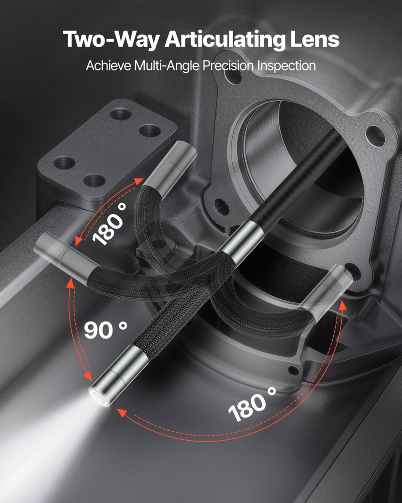 Articulating Borescope Camera with Light, Mechanical Equipment (4.9FT Cable)