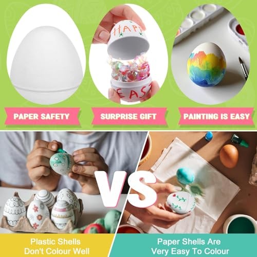 12 Pcs Paintable Easter Eggs, DIY Mache Paper Easter Eggs, Painting White