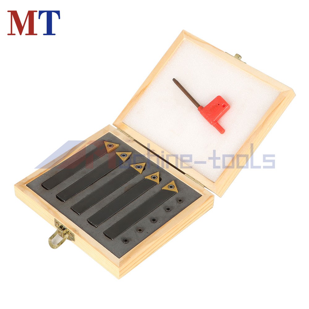 1/2" 5Pcs Carbide Indexable Turning Tool Lathe Tool Bit With Carbide Inserts