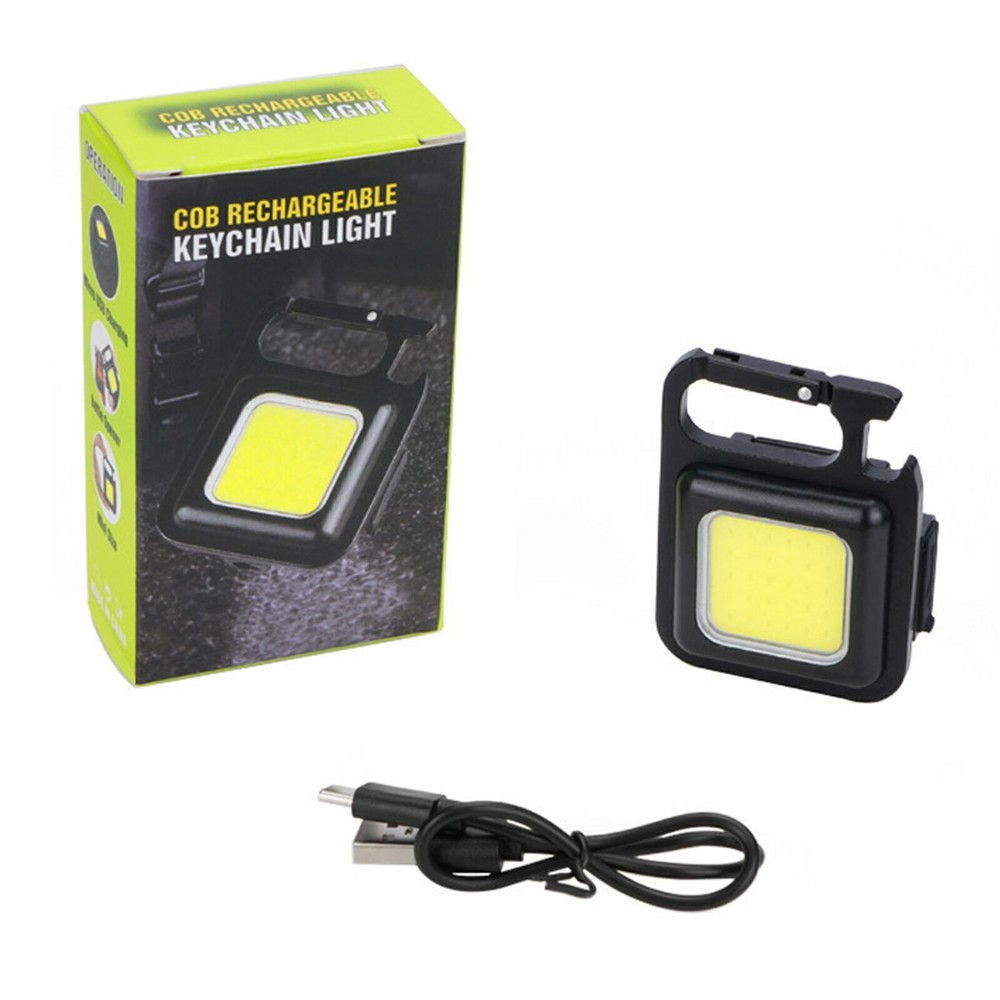 COB Mini Flashlight Portable Keychain LED Work Light USB Rechargeable Waterproof