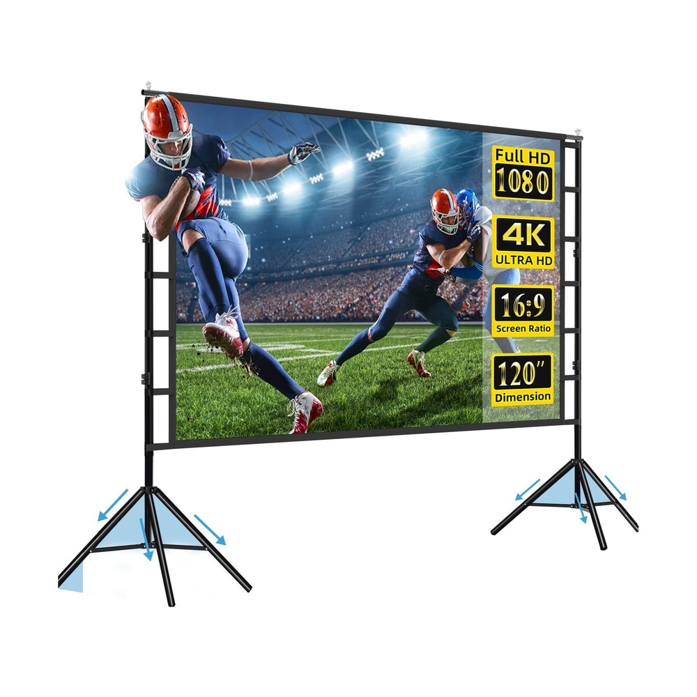 Projector Screen with Stand,120 inch Portable Foldable Projection ScreenHD 4K...