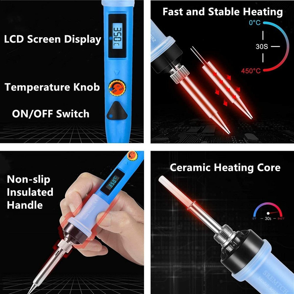 80W Soldering Iron Kit Gun 110V Adjustable Temperature Welding Tools Solder Wire