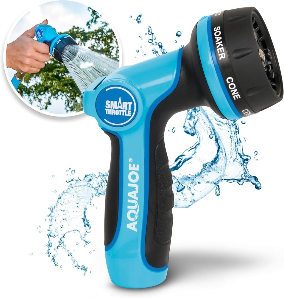 Heavy-Duty Metal Hose Nozzle with Smart Throttle & 7 Adjustable Spray Patterns