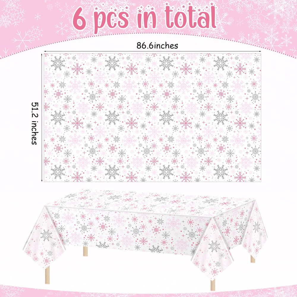 6 Pcs Winter Snowflake Tablecloth Party Decorations Winter Snowflake Wonderla...