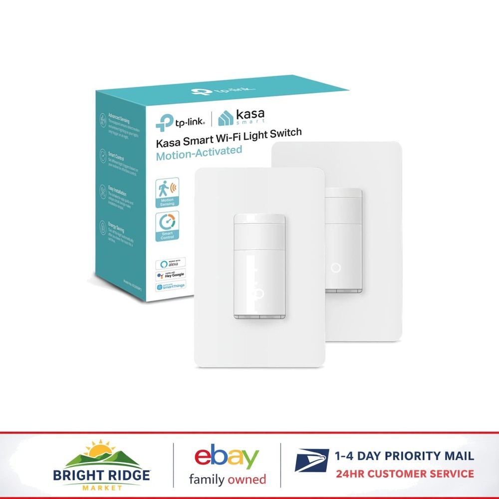 Smart Home Motion Sensor Light Switch, 2-Pack, Compatible with Alexa & Google