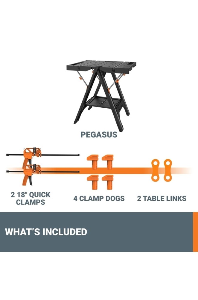 Pegasus 2-in-1 Folding Work Table & Sawhorse, Easy Setup Portable Workbench, 31"