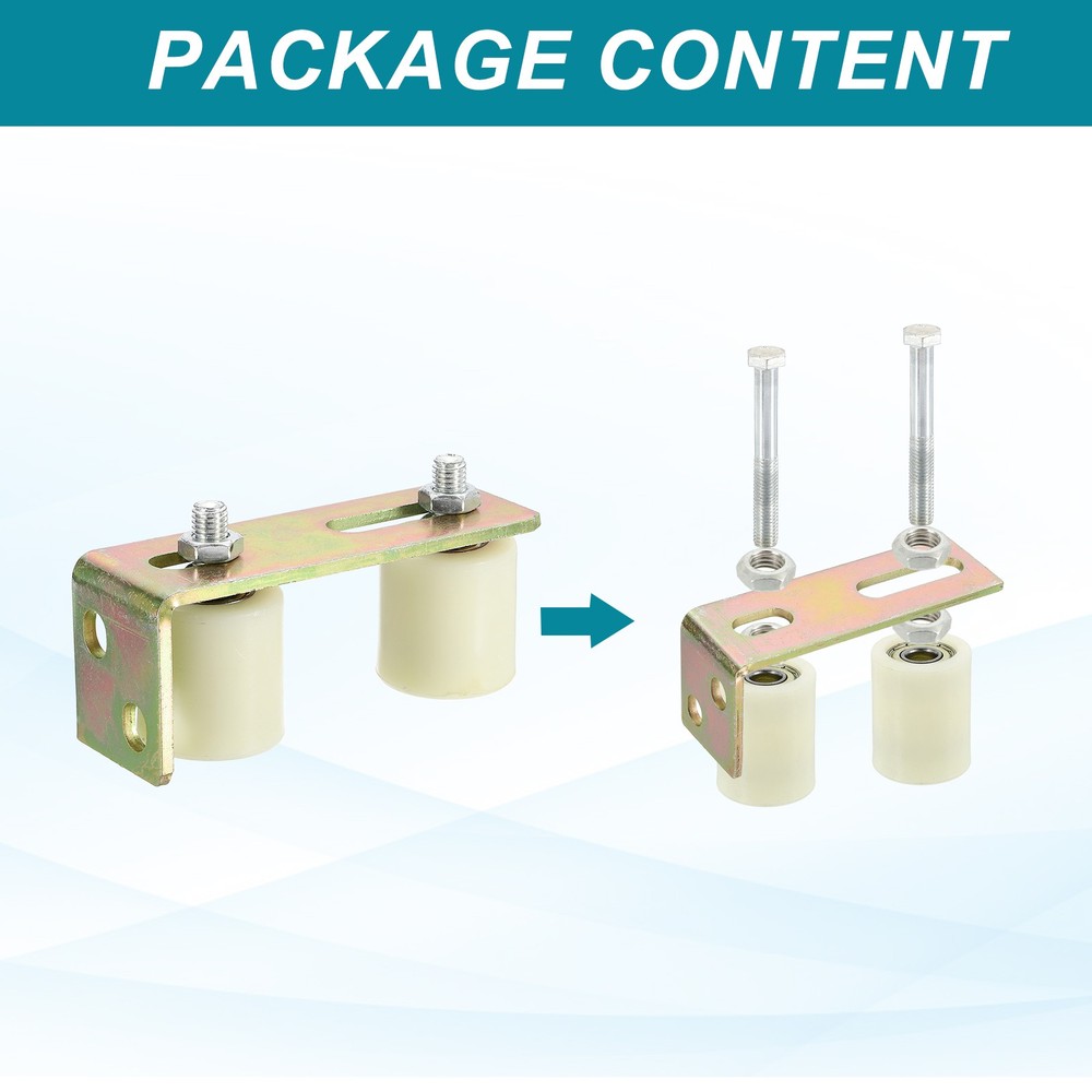 2Set Slide Gate Guide Roller 2" Adjustable Nylon Rollers with Bracket, White
