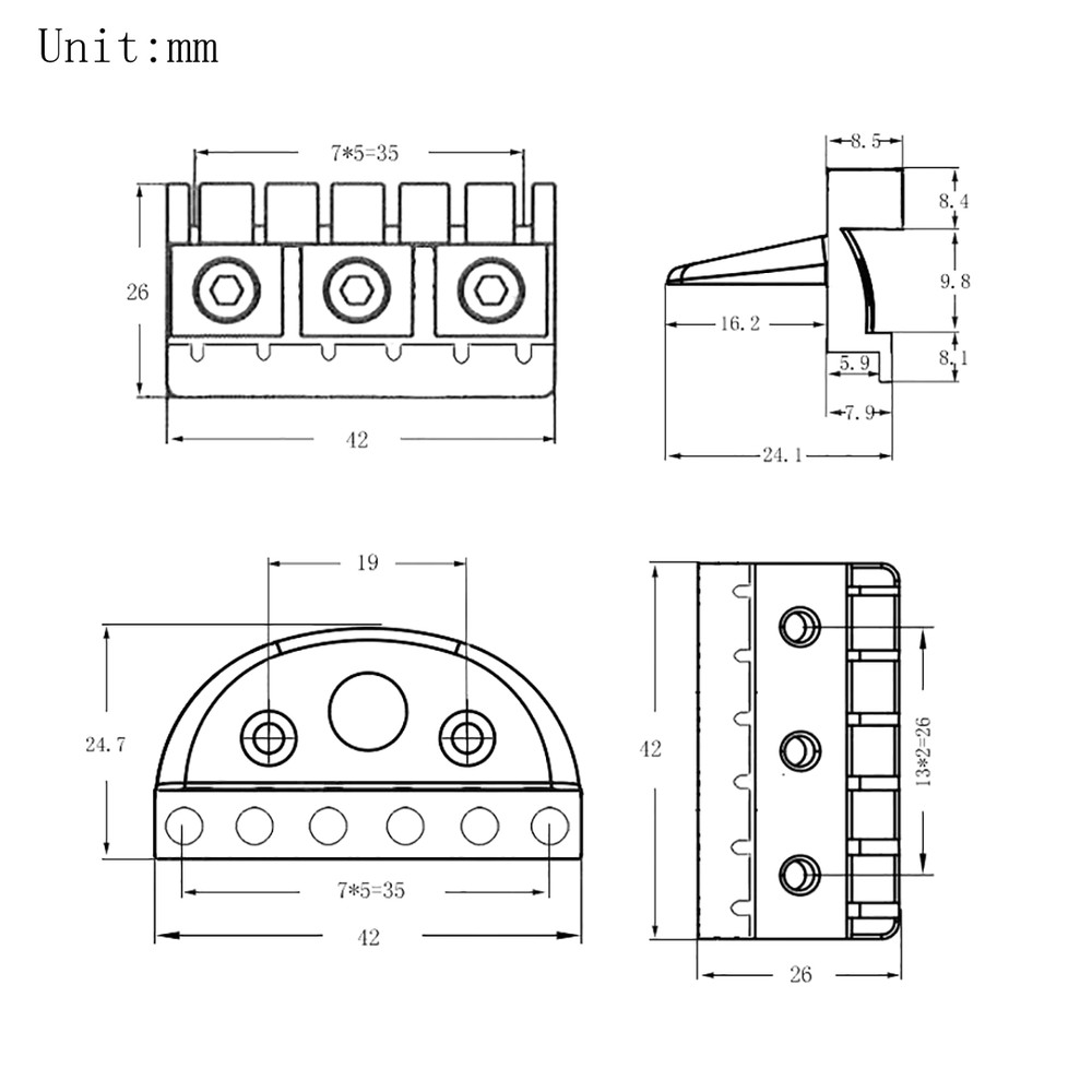 6 String Metal Headless Electric Guitar Locking Nut with Wrench Screw Black