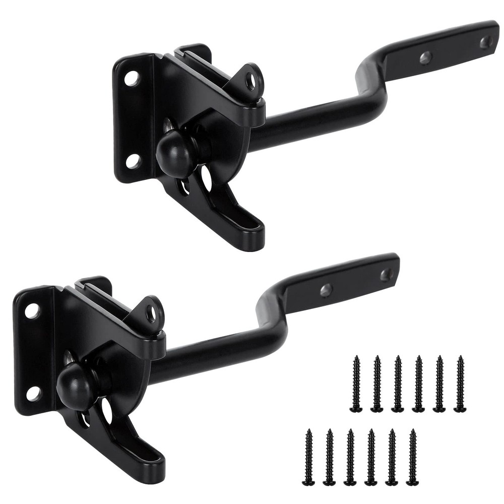RHBLME 2 Pack Gate Latch for Wooden Fence, Gravity Self Locking Black
