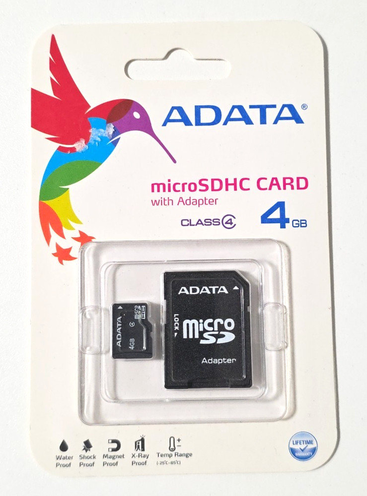 NEW ADATA Data Storage Card Micro SDHC Card 4GB with Adapter, SD Card, Class 4