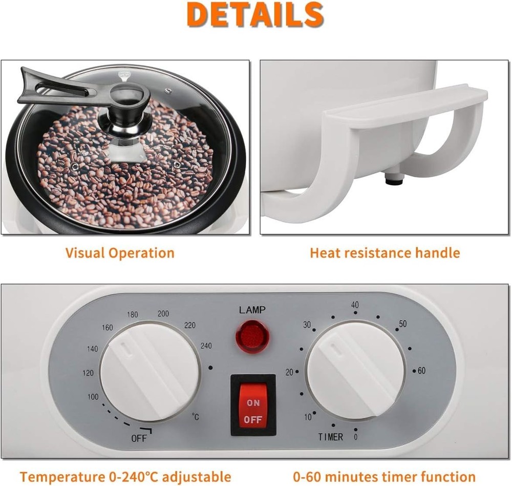 High Efficiency Coffee Roaster Machine, 750g Capacity