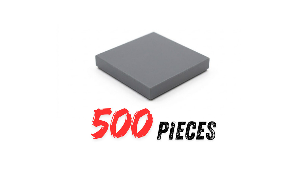 QBC Bricks - 500x Compatible Grey Dark Stone Brick 2X2 Flat Tile