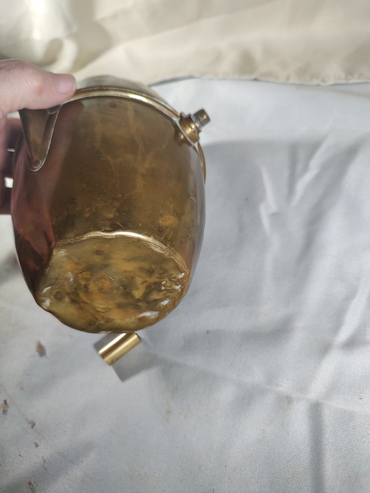Vintage Coffee Pot: Solid Brass Tin Lined Interior European
