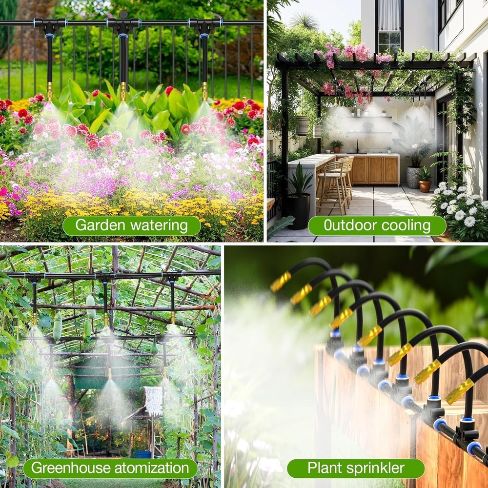 100Ft Drip Irrigation System - 2026 Upgrade with 16 Adjustable Copper Nozzles