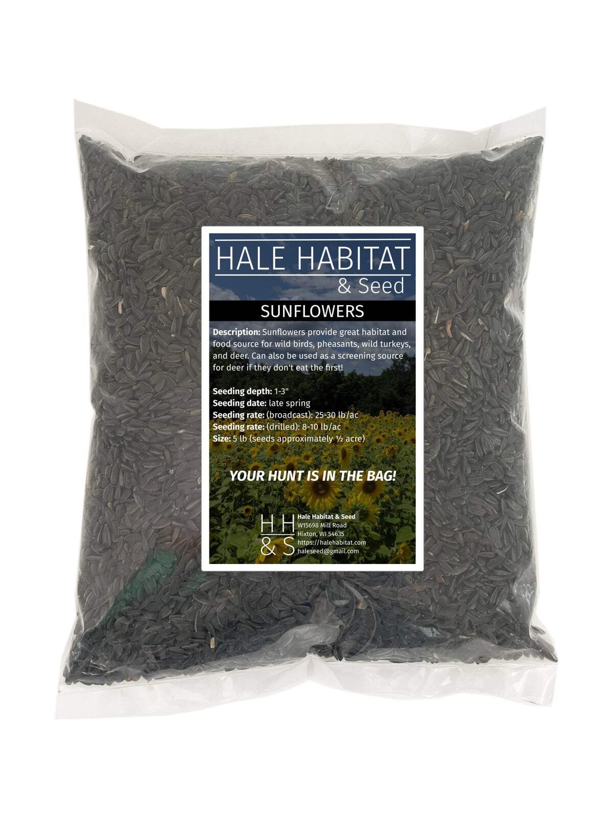 Peredovik Black Oil Sunflower Seed | Deer Dove Quail Wildlife Food Plot Planting