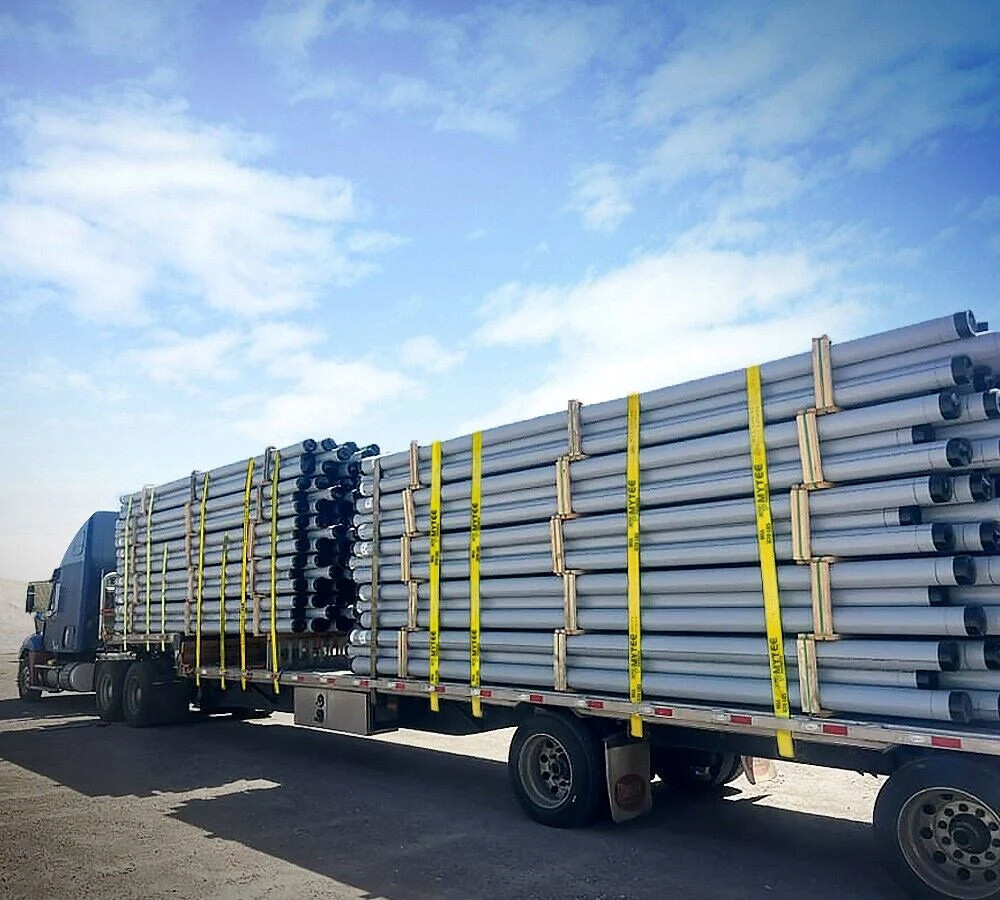 4"x65' Winch Straps w/flat hook, WLL 5400 Flatbed Tie Down Strap