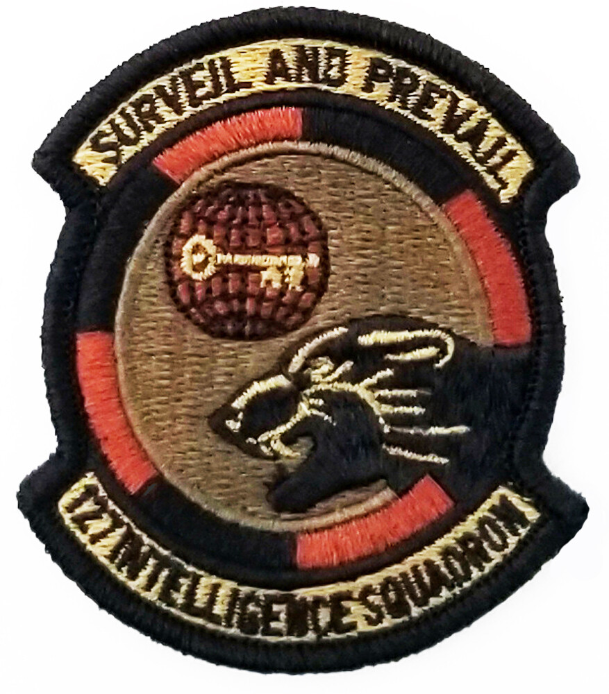 US Air Force 127th Intelligence Squadron Subdued Hook Back Patch