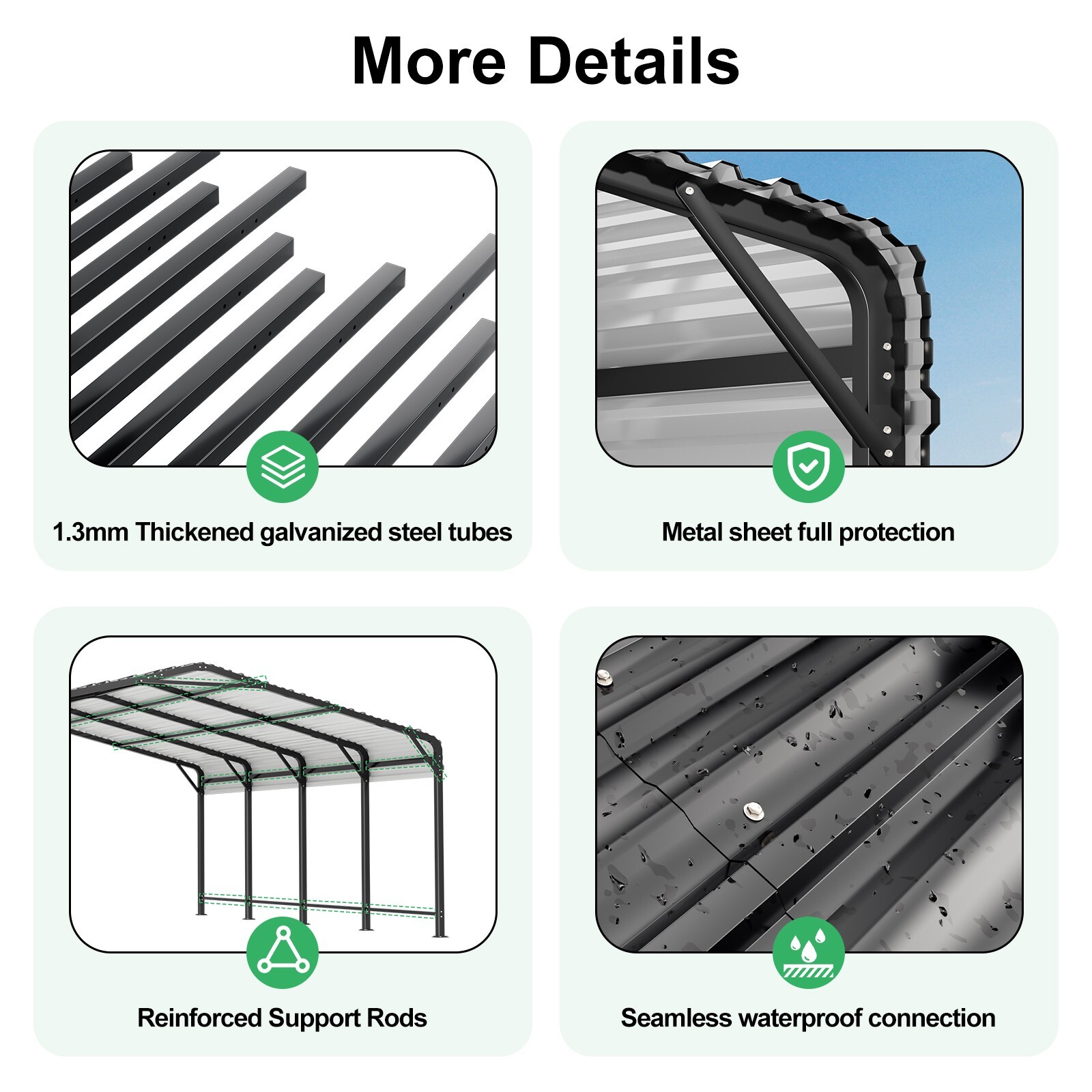 Heavy-Duty Metal Carport 20x20FT/12x20FT/10x15FT Outdoor Shelter for Car & Boat