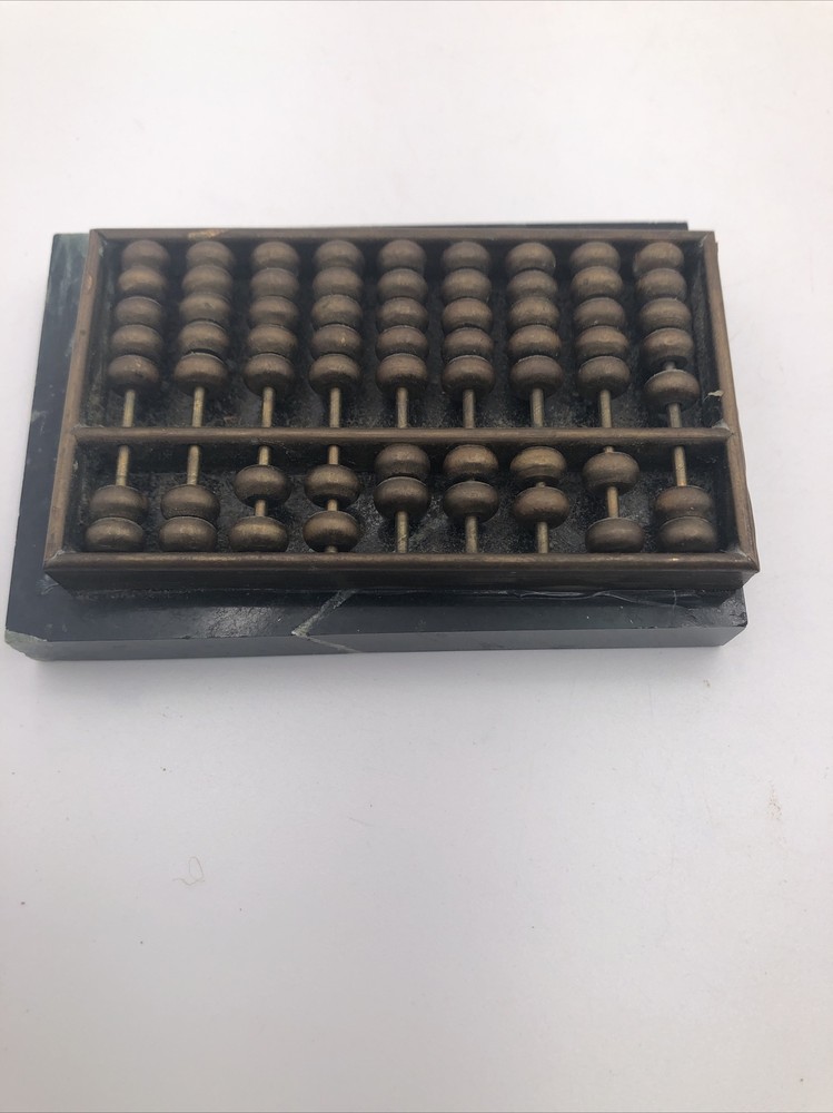 VTG Brass/Marble Tablet Calculator Adding Machine Abacus Decorative Crafts INC