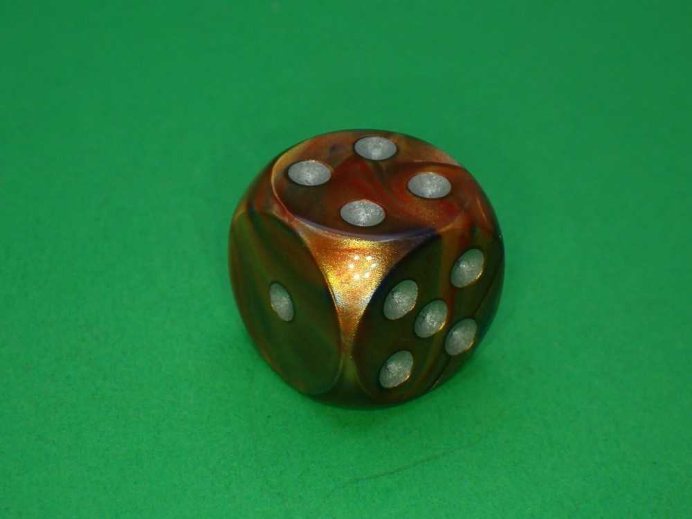 Mars Coppers with Silver Planetary 16mm D6 Die - Customized Dice RPG Tabletop