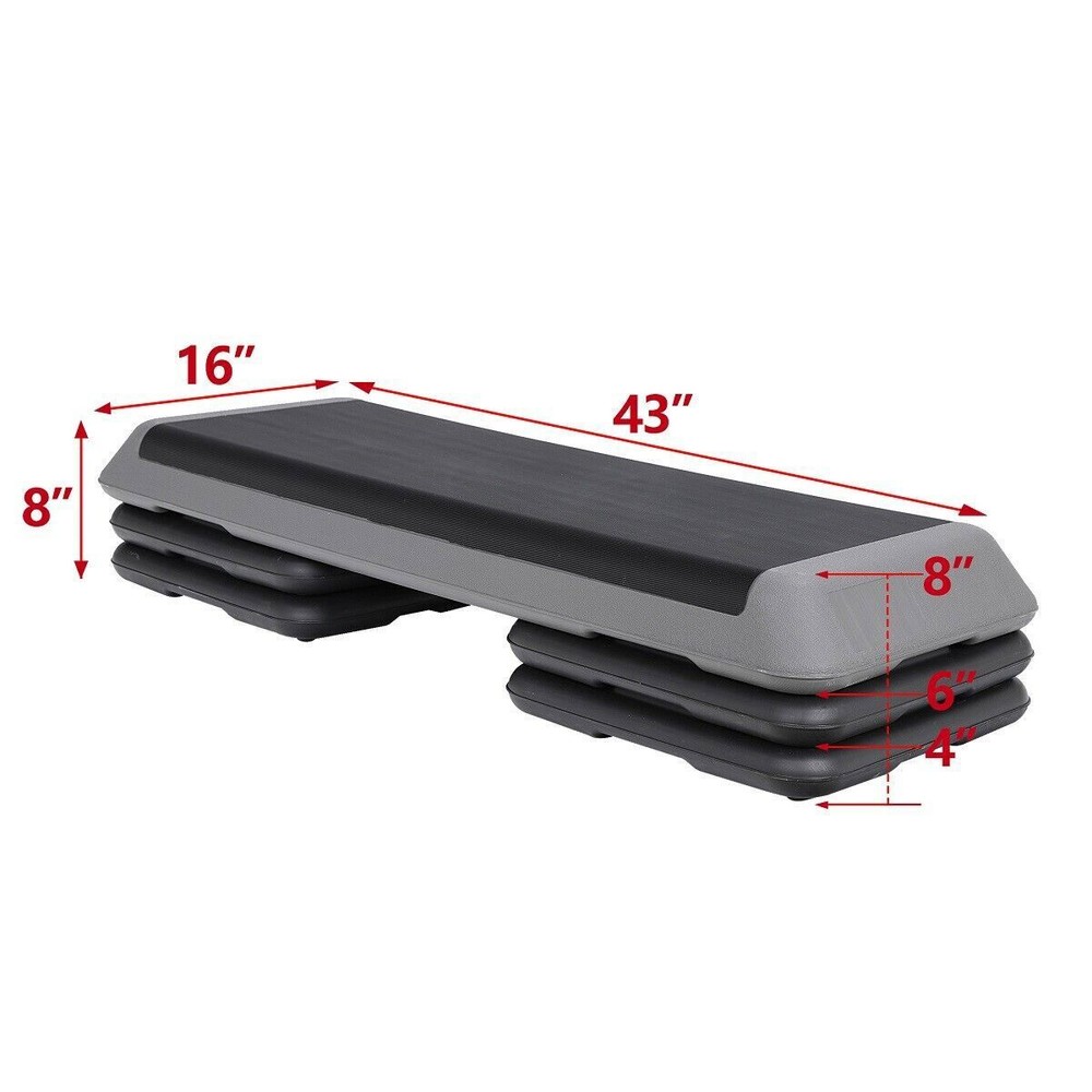 2PCS 43" Aerobic Step Platform Exercise Stepper Workout Step Adjustable w/Risers