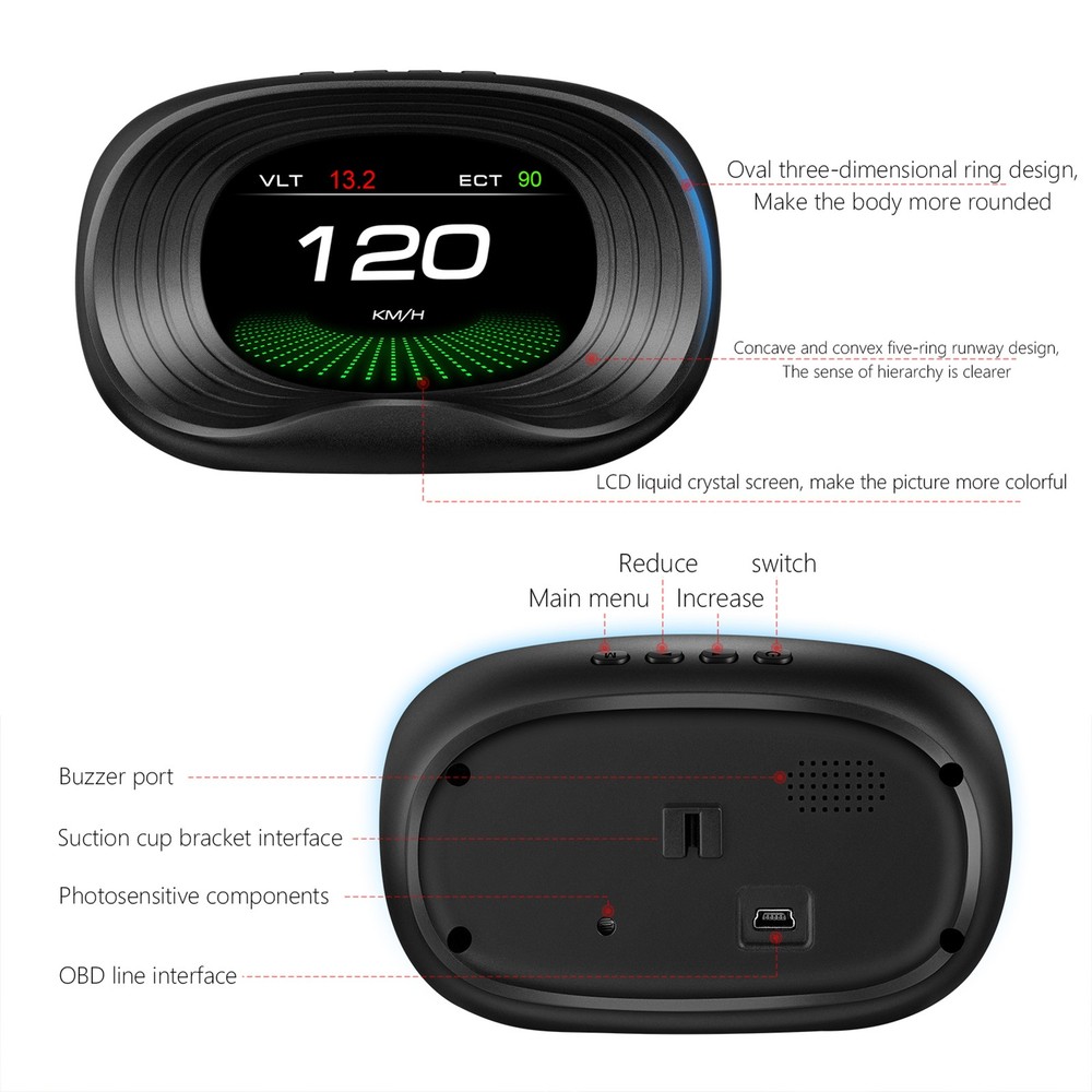 Digital OBDII Speedometer Car With OBD Interface Speed Volt JXPJ