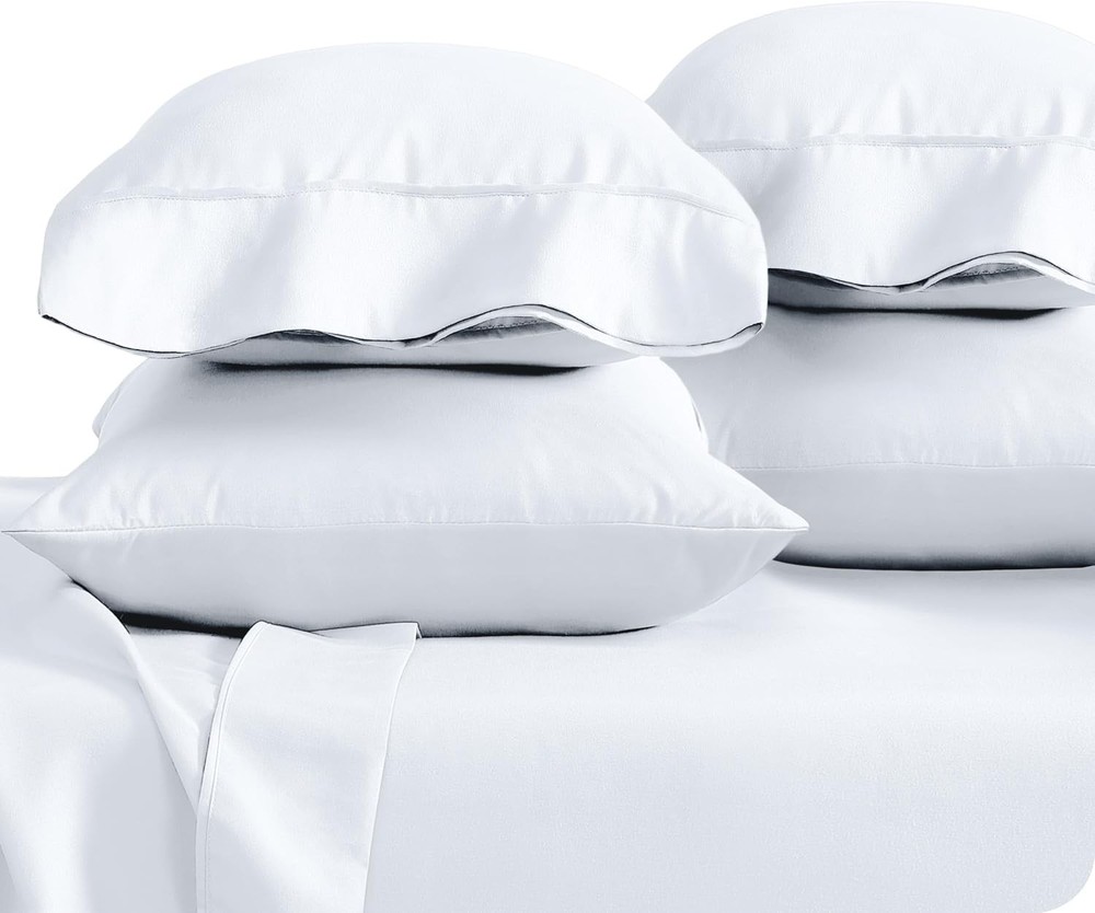 Microfiber Pillowcase Set   Cooling Pillowcase  4-Piece Set, White)