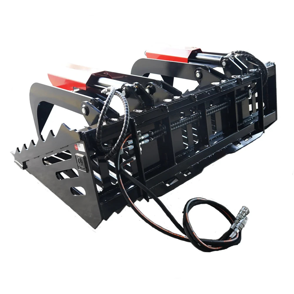 72" Rock Grapple Bucket with Teeth for Skid Steer Attachment Quick Attach