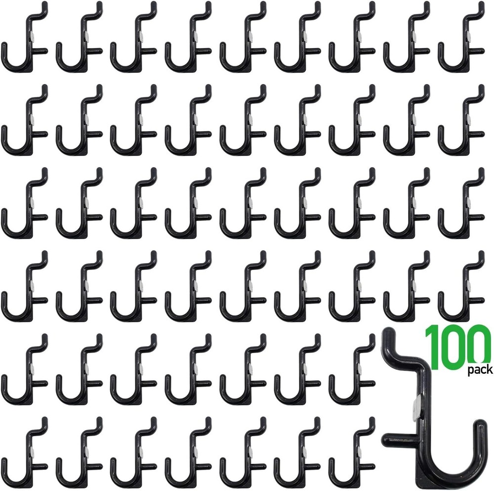 100 Pack Black Pegboard Hooks - Durable J Hooks for Secure and Stylish Storage